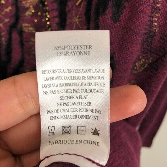 Miss Me Sequined Snake Print Long Sleeve Top Purple Blouse Size M - Picture 5 of 8